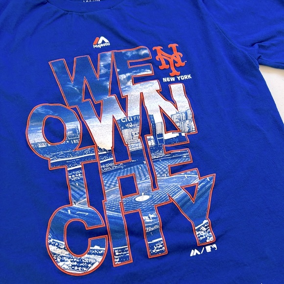 Majestic T shirt Boys Large Blue We own The City Graphic shirt - Picture 4 of 6